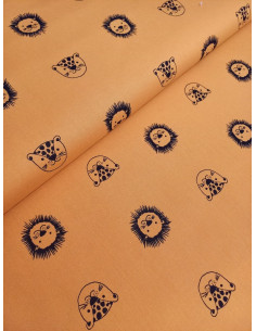 Tissus GOTS Lion moutarde