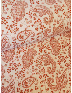 Tissus GOTS double gaze Paisley orange