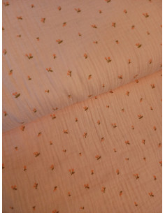 Tissus gots double gaze cerise orange