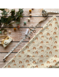 tissu arc en ciel beige