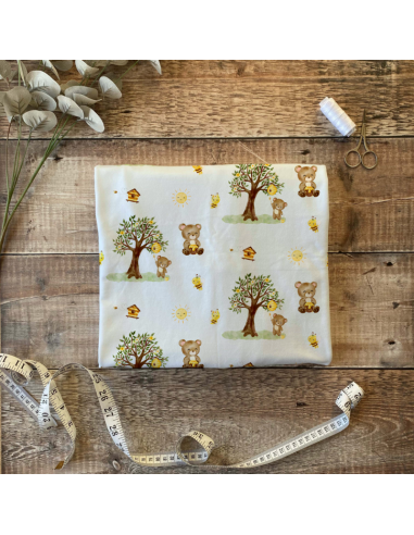 tissu abeille miel ourson