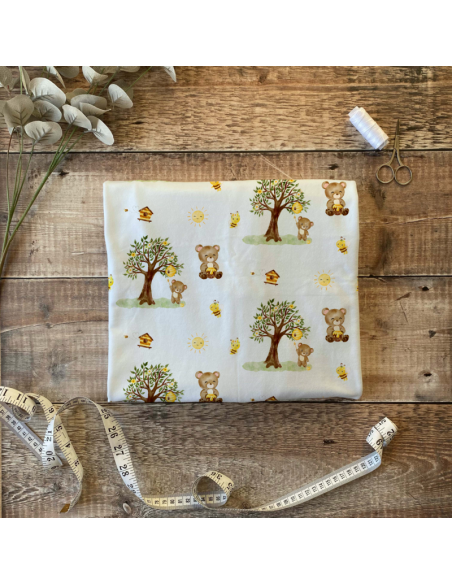 tissu abeille miel ourson