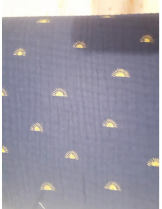 Tissus GOTS double gaze soleil bleu marine