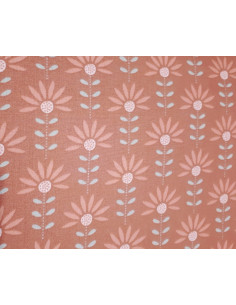 Tissus oeko tex fleurs fond orangée