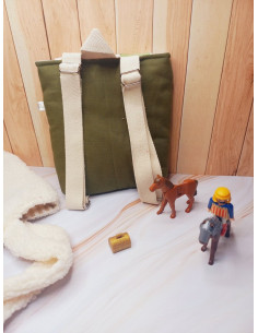 Sac à dos école maternelle chevalier kaki 2