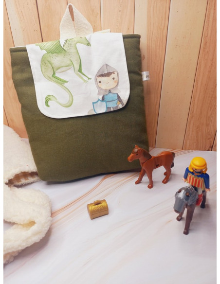 Sac à dos école maternelle chevalier kaki