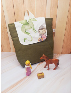 Sac à dos école maternelle chevalier kaki fille