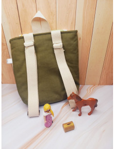 Sac à dos école maternelle chevalier kaki fille 2