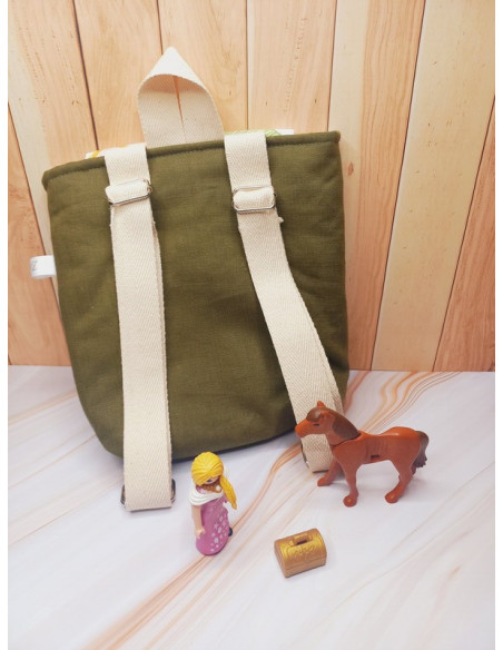 Sac à dos école maternelle chevalier kaki fille