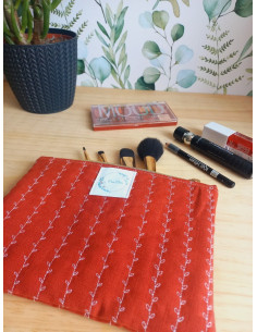 Pochette à maquillage brique molletonnée a fleurs 2