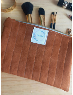 Pochette à maquillage terre