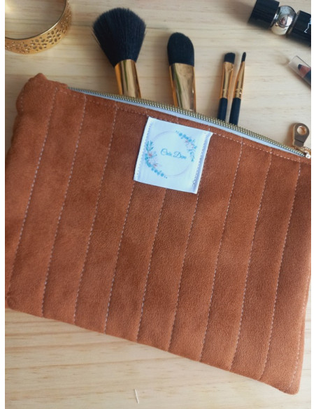 Pochette à maquillage terre