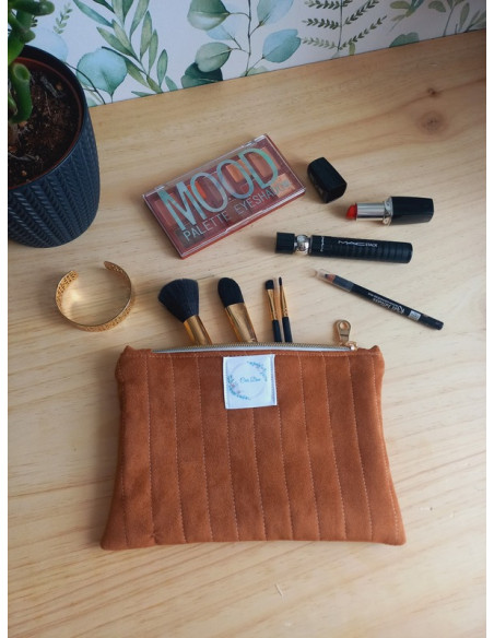 Pochette à maquillage terre