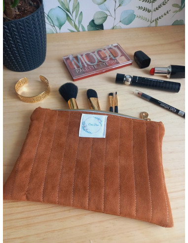 Pochette à maquillage terre