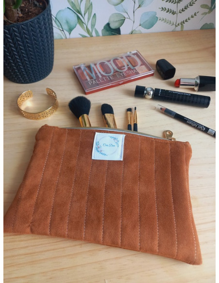 Pochette à maquillage terre