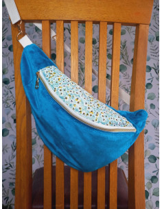 Sac banane fleurs bleues