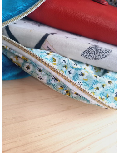 Sac banane fleurs bleues