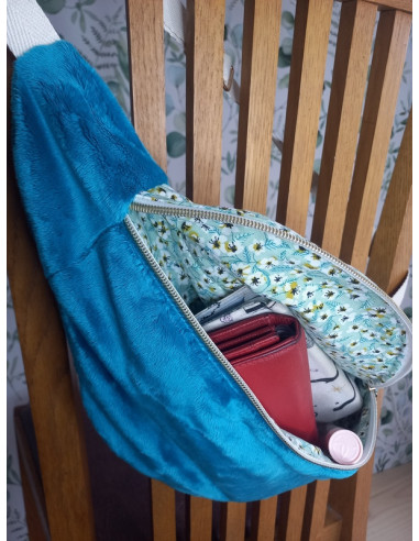 Sac banane fleurs bleues