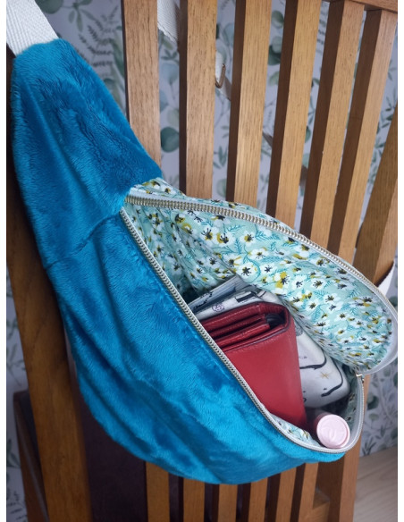 Sac banane fleurs bleues