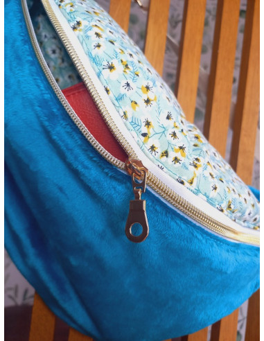 Sac banane fleurs bleues