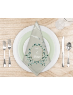 Serviette de table couronne eucalyptus pré commande