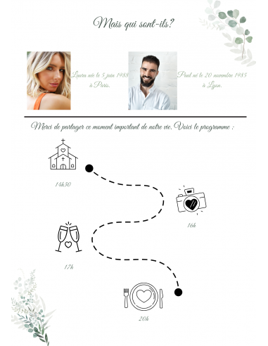 Gazette des mariés eucalyptus canva