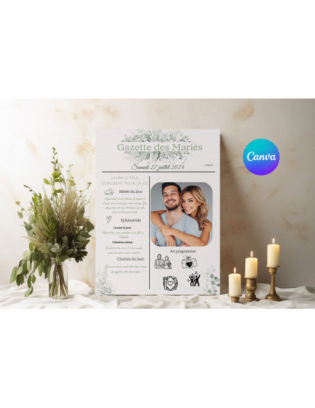 Gazette des mariés eucalyptus canva