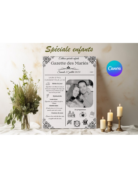 Gazette des mariés enfants canva