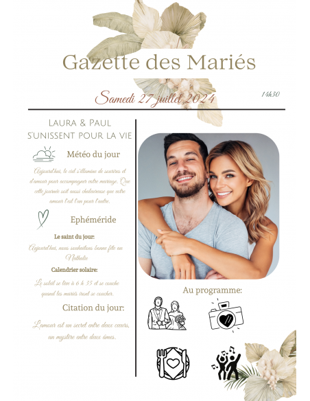 Gazette des mariés boho canva