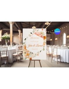 Panneau de bienvenue fleurs orangées