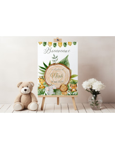 Panneau de bienvenue safari rondin