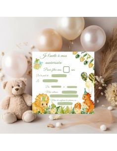 Modèle invitation baptême anniversaire dino