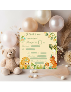 Modèle invitation baptême anniversaire dino 2