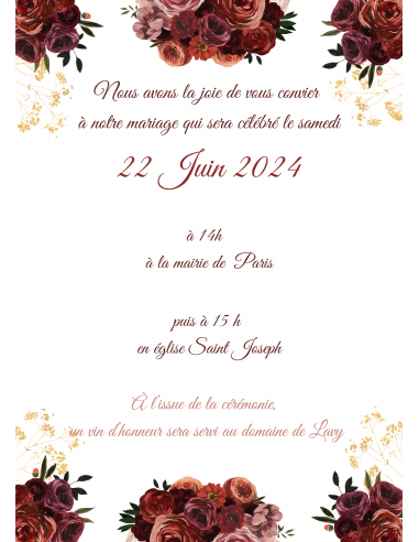 Modèle faire part fleurs rouges