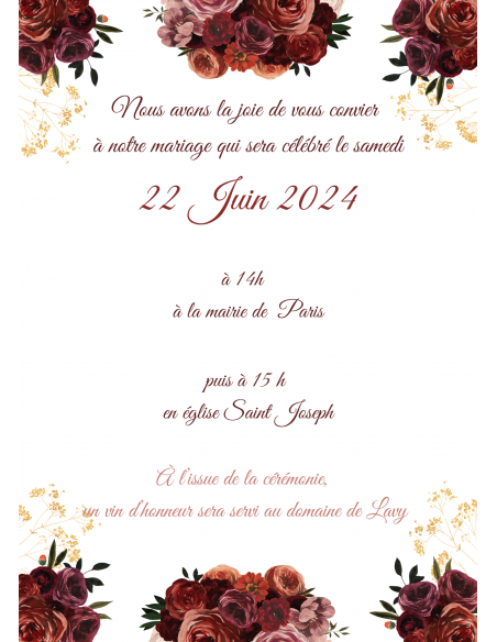 Modèle faire part fleurs rouges