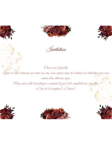 Modèle faire part fleurs rouges