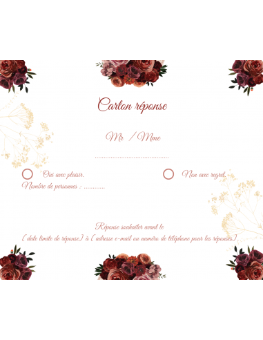 Modèle faire part fleurs rouges