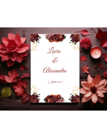 Modèle faire part fleurs rouges