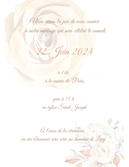 Modèle faire part fleurs beiges