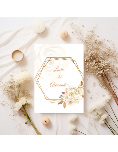 Modèle faire part fleurs beiges