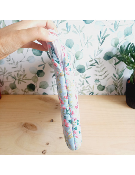 Grande pochette fleurs bleues