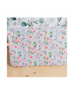 Grande pochette fleurs bleues