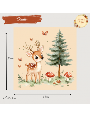 Panneau oreiller magic forest biche pré commande