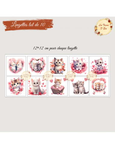 Panneau lot de 10 lingettes chatons