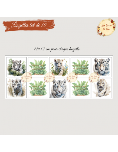 Panneau lot de 10 lingettes tigre blanc