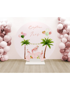 Toile arche ronde flament rose