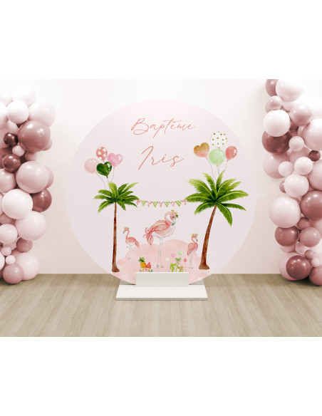 Toile arche ronde flament rose