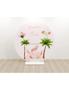 Toile arche ronde flament rose 2