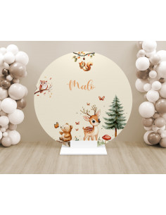 Toile arche ronde animaux de la foret