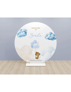 Toile arche ronde ours bleu ballons 2